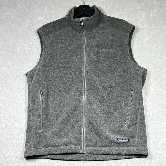 Patagonia Synchilla Vest Men’s Large Gray Fleece Full Zip Pockets Outdoor Hiking - Picture 1 of 11